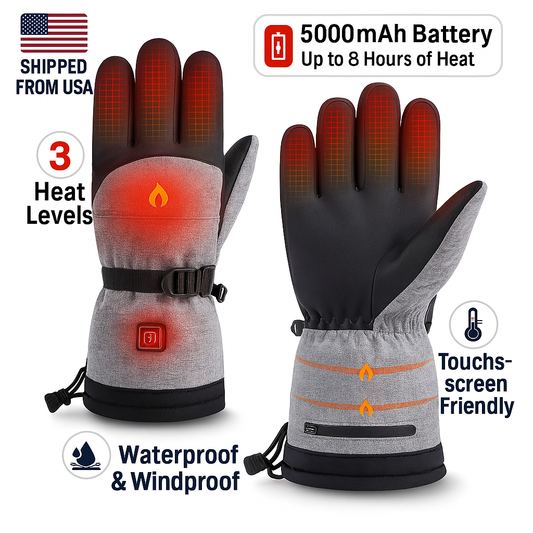 Heated Gloves with Adjustable Temperature 5000mAh Battery Up to 8 Hours of Heat Waterproof Windproof Touchscreen Friendly 3 Heat Levels Shipped from USA